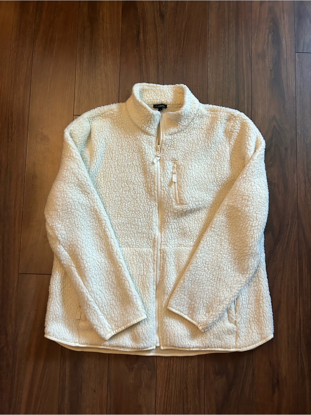 Talbots Ivory Sherpa Zip-Up Jacket